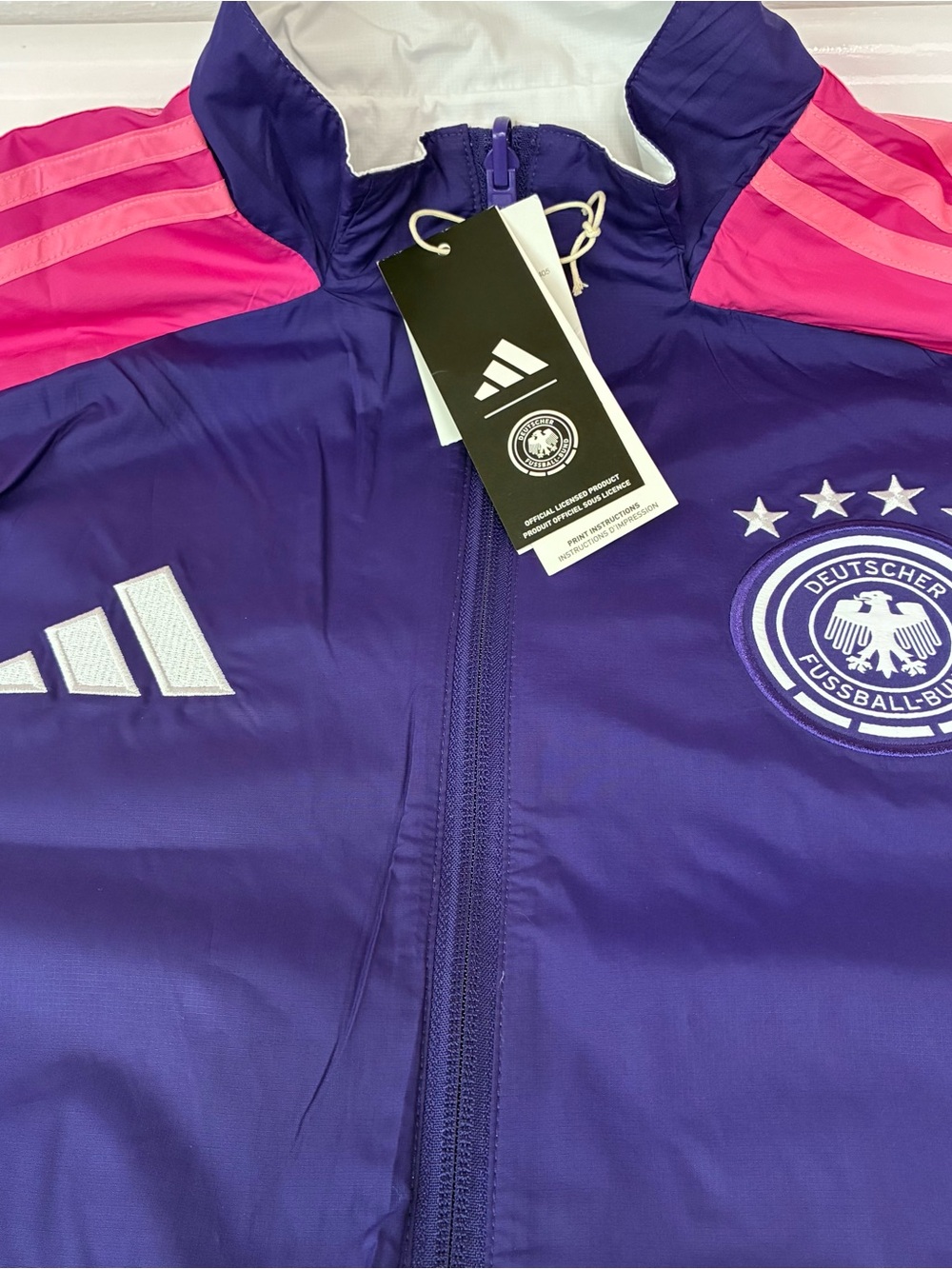 adidas Official Germany Football Reversible White/Purple Jacket Men’s M NEW! - Picture 6 of 11